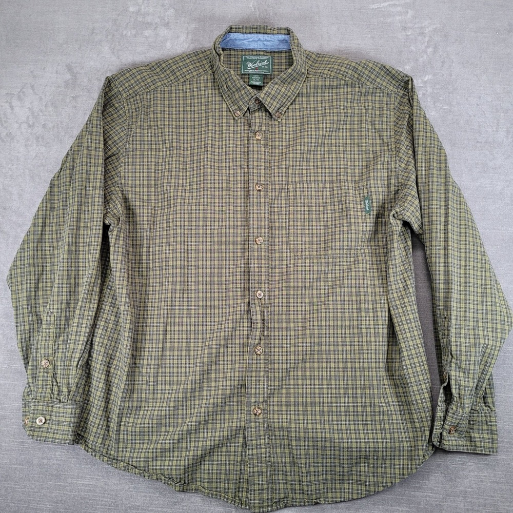 Woolrich Y2K Mens Plaid Button Down Long Sleeve Shirt XL Green Outdoor